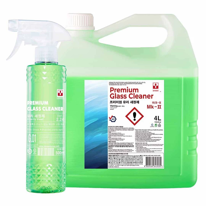 Binder Premium Glass Cleaner nettoyant vitres voiture 500 ml & 4 L pour entretien auto